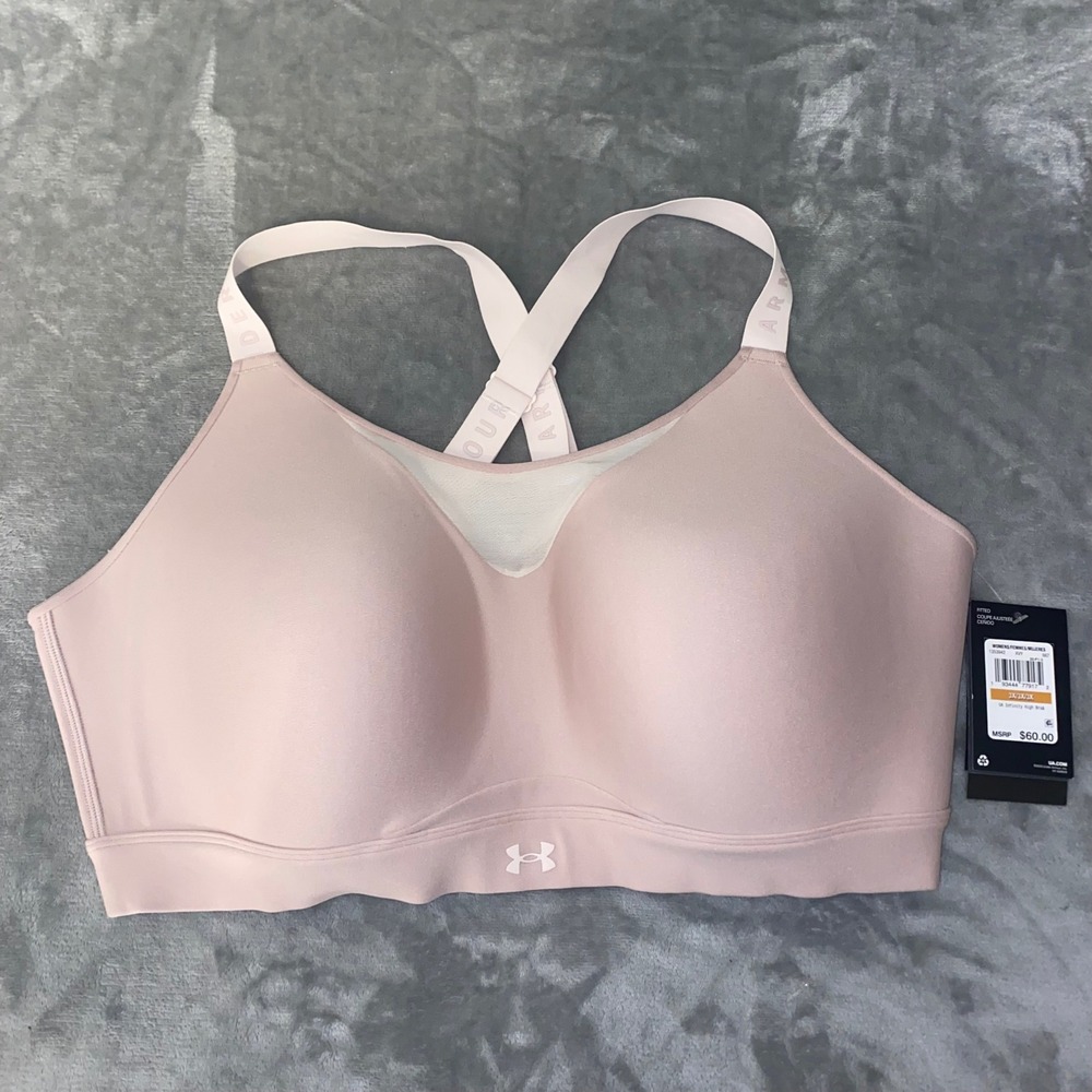 Under Armour Women's Sports Bra Pink Triple X Size 3X Fitted‎ NWT